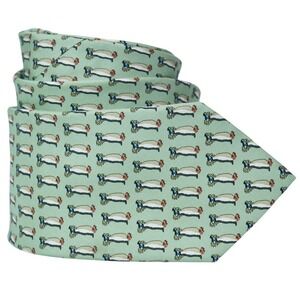 Vineyard Vines  Custom Mens 100% Silk Necktie Designer Penguins Green/Beige